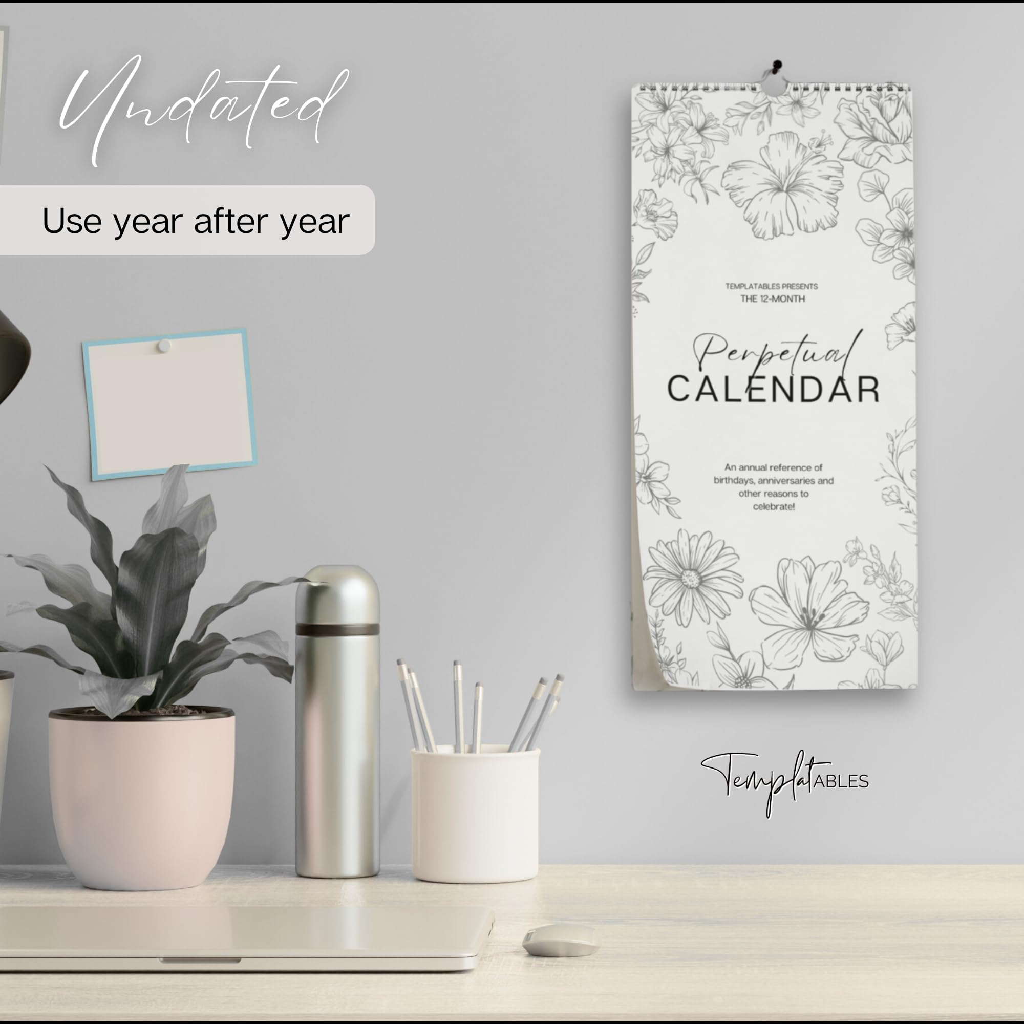 Calendario mensile perpetuo da parete per compleanni, anniversari e date speciali, rilegatura a spirale con carta premium da 120 g/m², perfetto per tenere traccia di eventi importanti e celebrazioni,