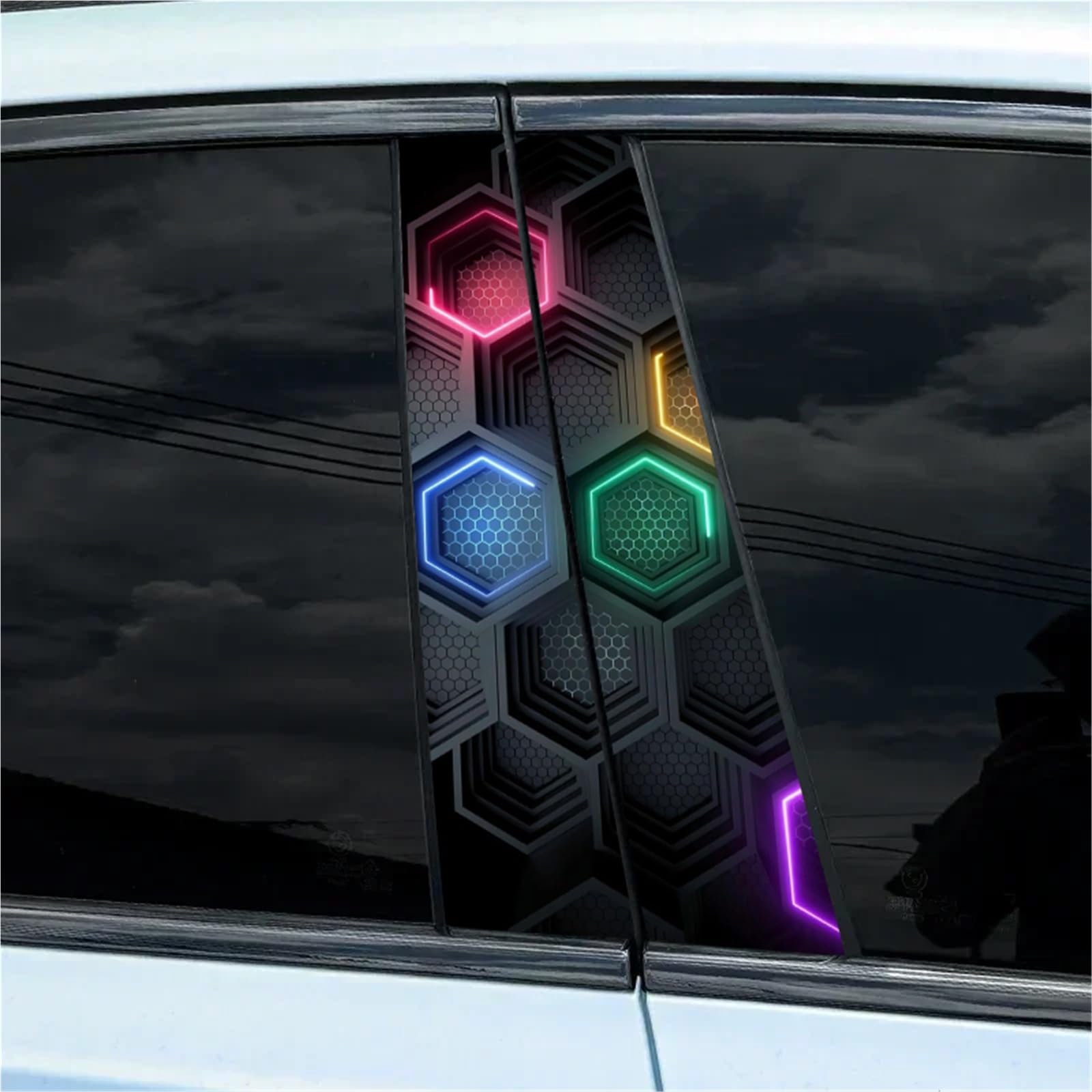 3D Honeycomb Car Decal Car B-Pillar Waterproof Decal Car DIY Car Door Post Decal Covered with Scratch Decal(A-328 style17)