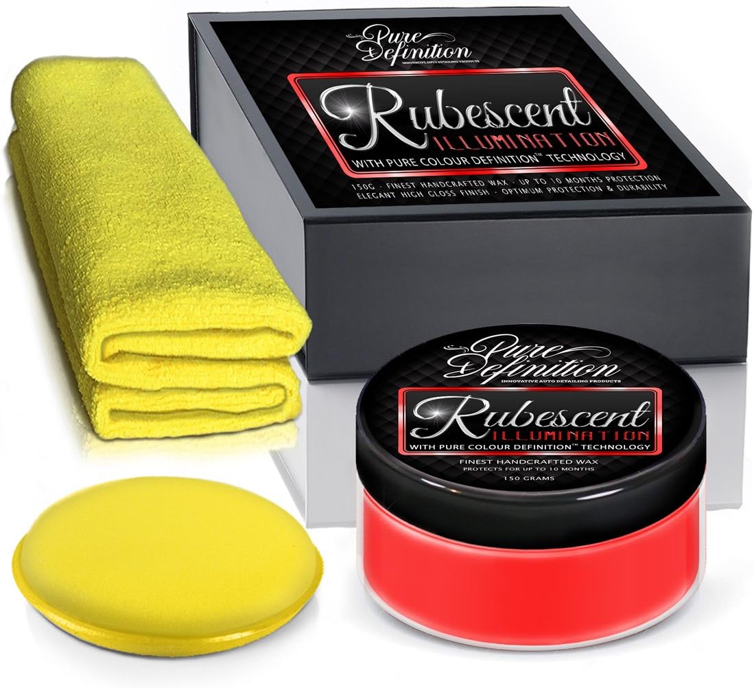 Pure Definition Red Car Wax Kit, High Gloss Nano Technology Car Coating With Polymers, Rubescent Illumination 150g Gift Set