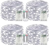 Vista 154 de Paquete de 2 guirnaldas de luces LED, funcionan con pilas, 5 m, 50 luces intermitentes, temporizador, impermeables, para habitaciones, bodas