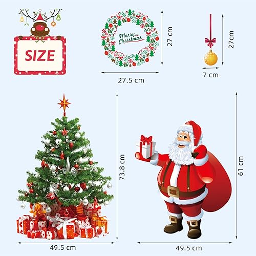Miniatura 3 de Calcomanías de Navidad para ventanas, corona, copos de nieve, Papá Noel, árbol de Navidad, pared, ventana, calcomanías para puerta, calcomanías