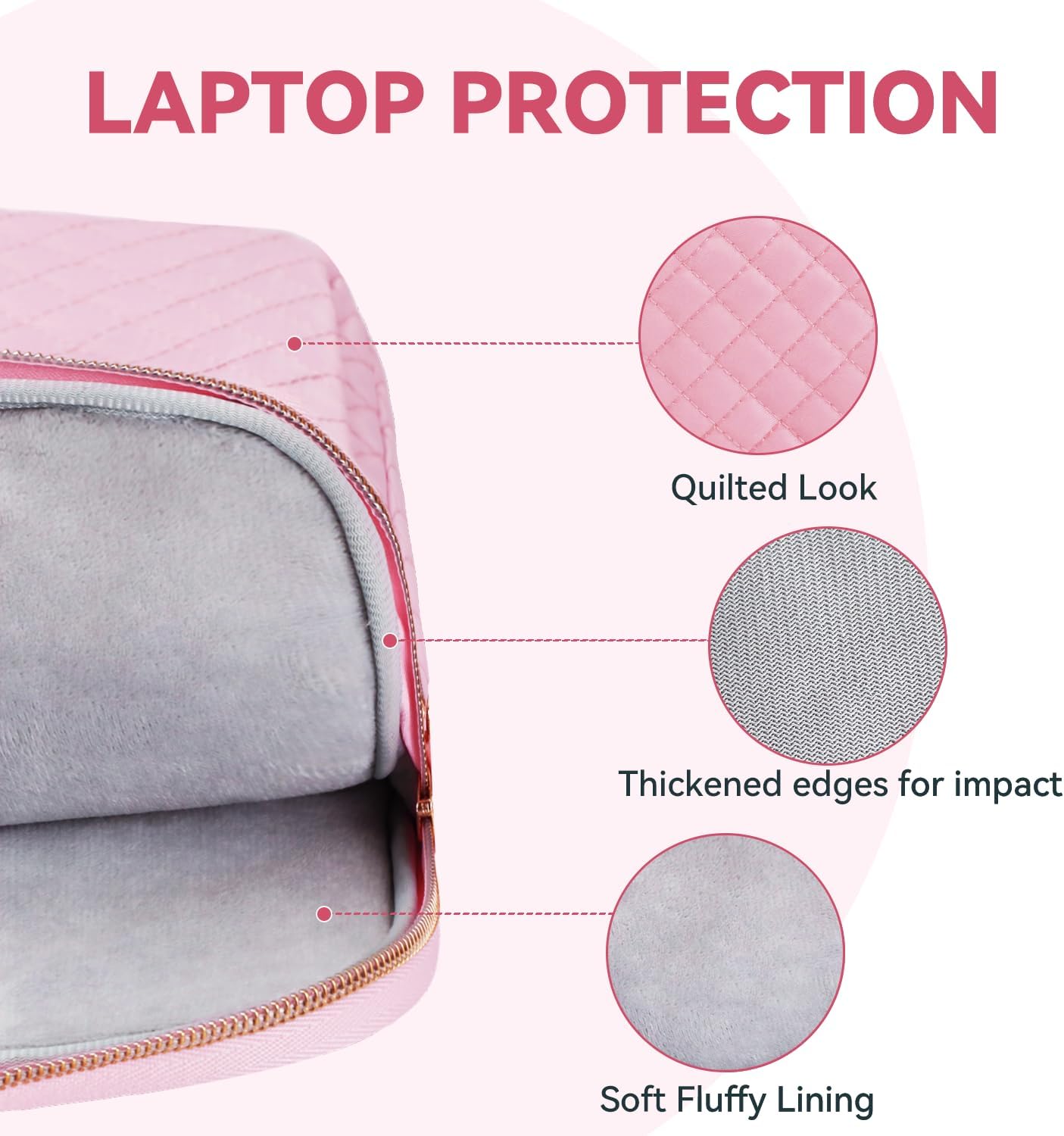Laptop Case Bag Women Men Computer Sleeve Compatible with MacBook/Dell/HP/Acer/ASUS, Waterproof Shoulder Carrying Briefcase, Pink, 17-17.3 Inch