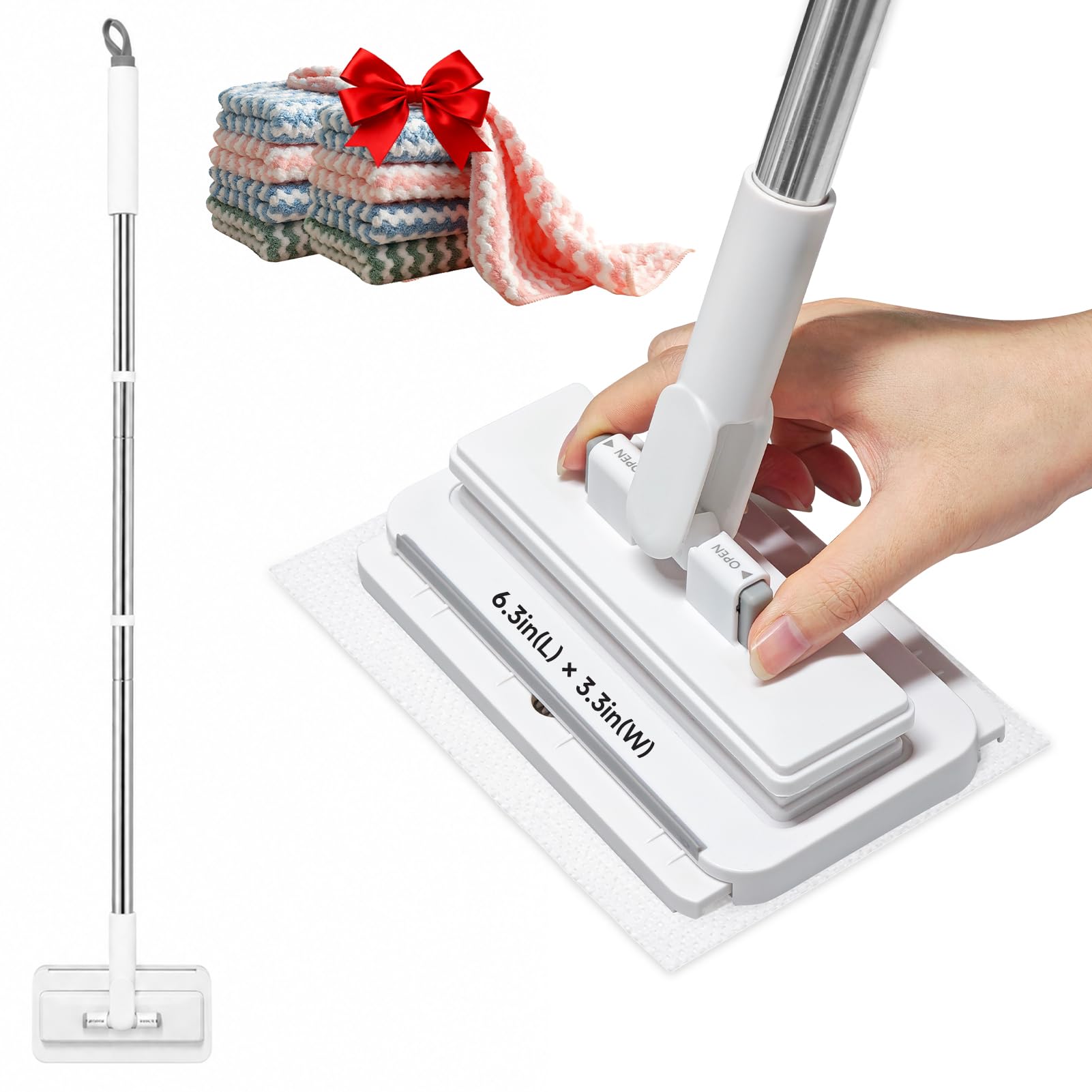 Amazon.com: Push Clamp Mini Mop with 39in Short Handle &10 Cloths