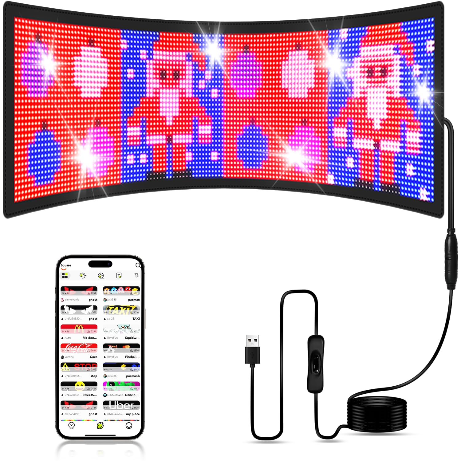 Panneau LED de défilement publicitaire programmable Bluetooth