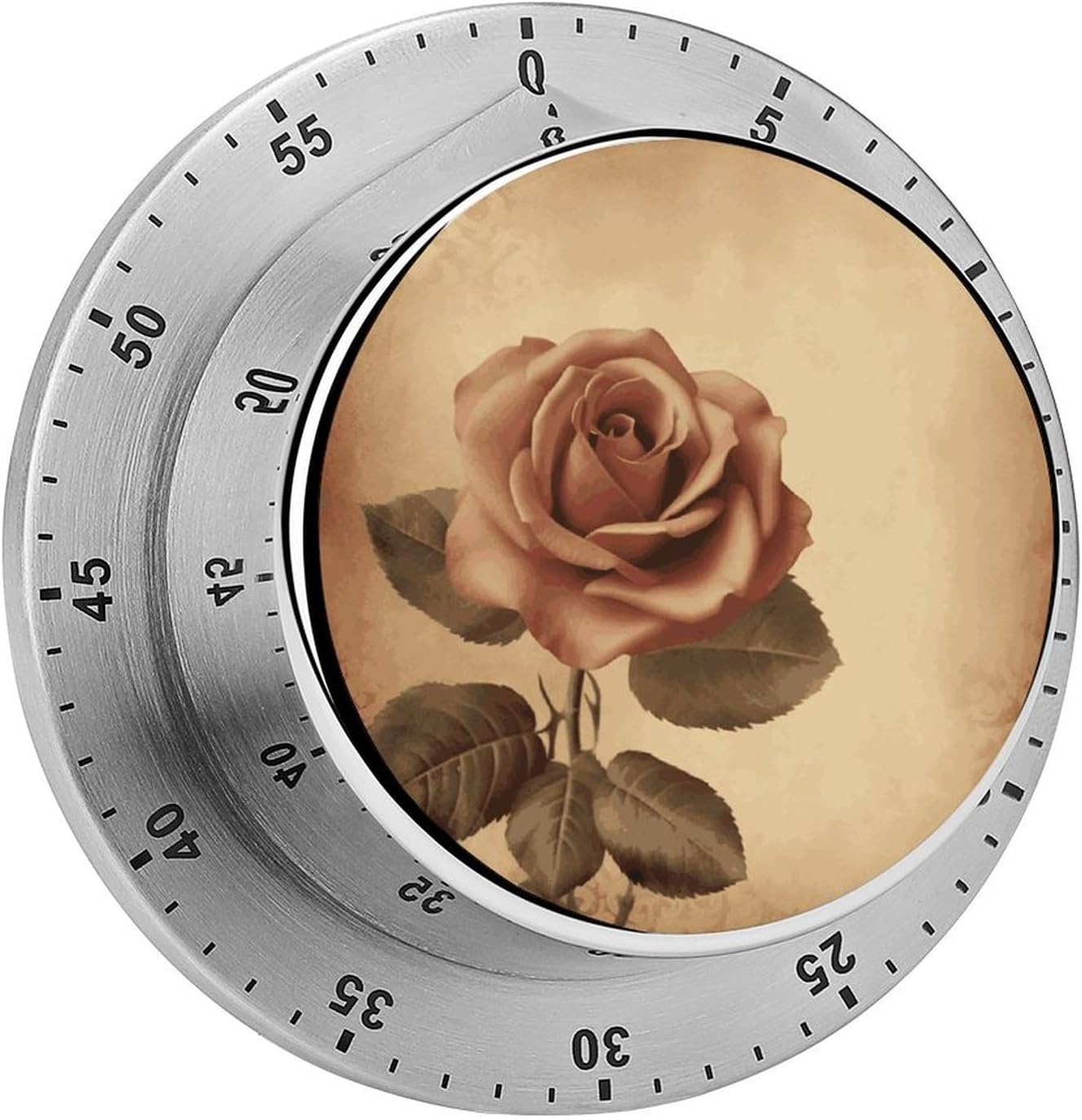 Vintage Rose Timer Magnetic Backing 100% Mechanical Desk Timers Wind Up 60 Minutes Manual Countdown Timers No Batteries Required Kitchen Timer for Cooking