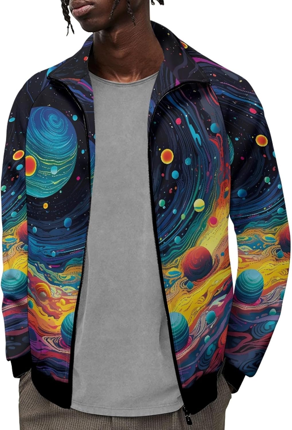 Forchrinse American Flag Track Jackets for Men Zip up Collar Light Jackets Patriotic Sweatshirts Big Tall Training Jackets