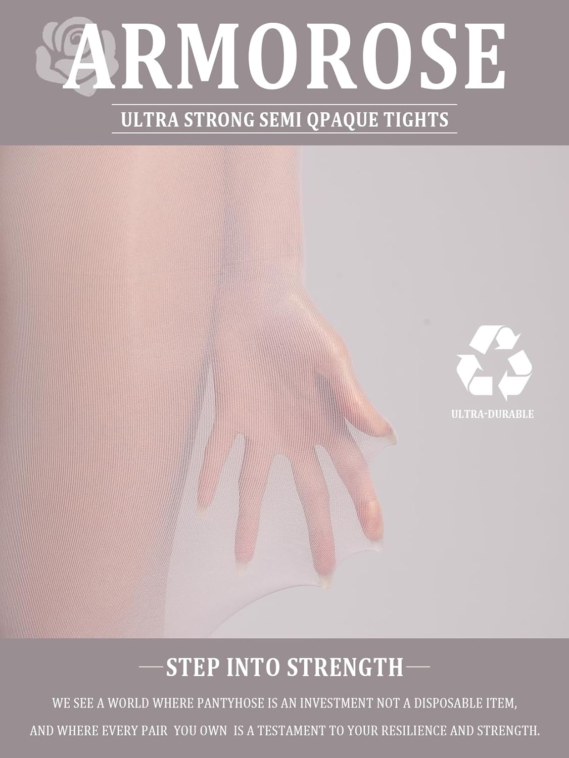 Indestructible Tights for Women, Rip Resistant Durability Tummy Control Top Pantyhose 40D Semi Sheer High Waist - Image 2