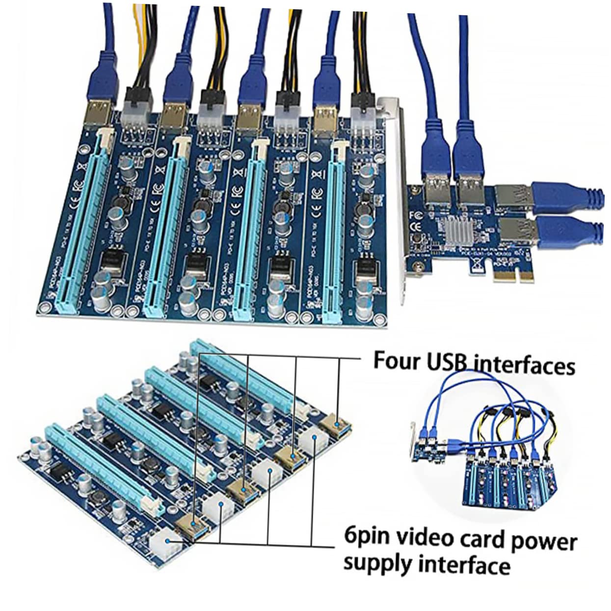 OSALADI Pci-e Riser Card to USB Extension Adapter Power Supply Stability Fixed Buckle and Multiple Capacitors for Graphics