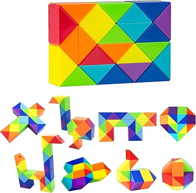 1PC Snake Fidget Toy Cube Twist Puzzle 24 Wedges, Large Size Rainbow Magic Snake Toy Brain Teaser Stocking Stuffers Party Favors Game Goodie Bags Fillers for Kids Adults Teens