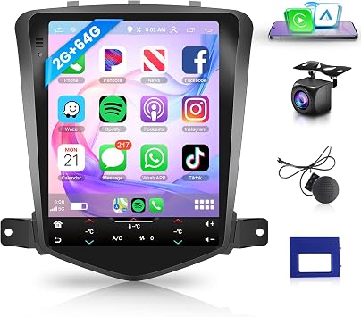 [4Core 2G+64G] Android Car Stereo for Chevrolet Chevy Cruze J300 2009-2015 Radio, Wireless CarPlay Android Auto Radio for Cruze, 9.7 inch Touch Screen 5G WiFi+GPS, AHD Backup Camera FM SWC