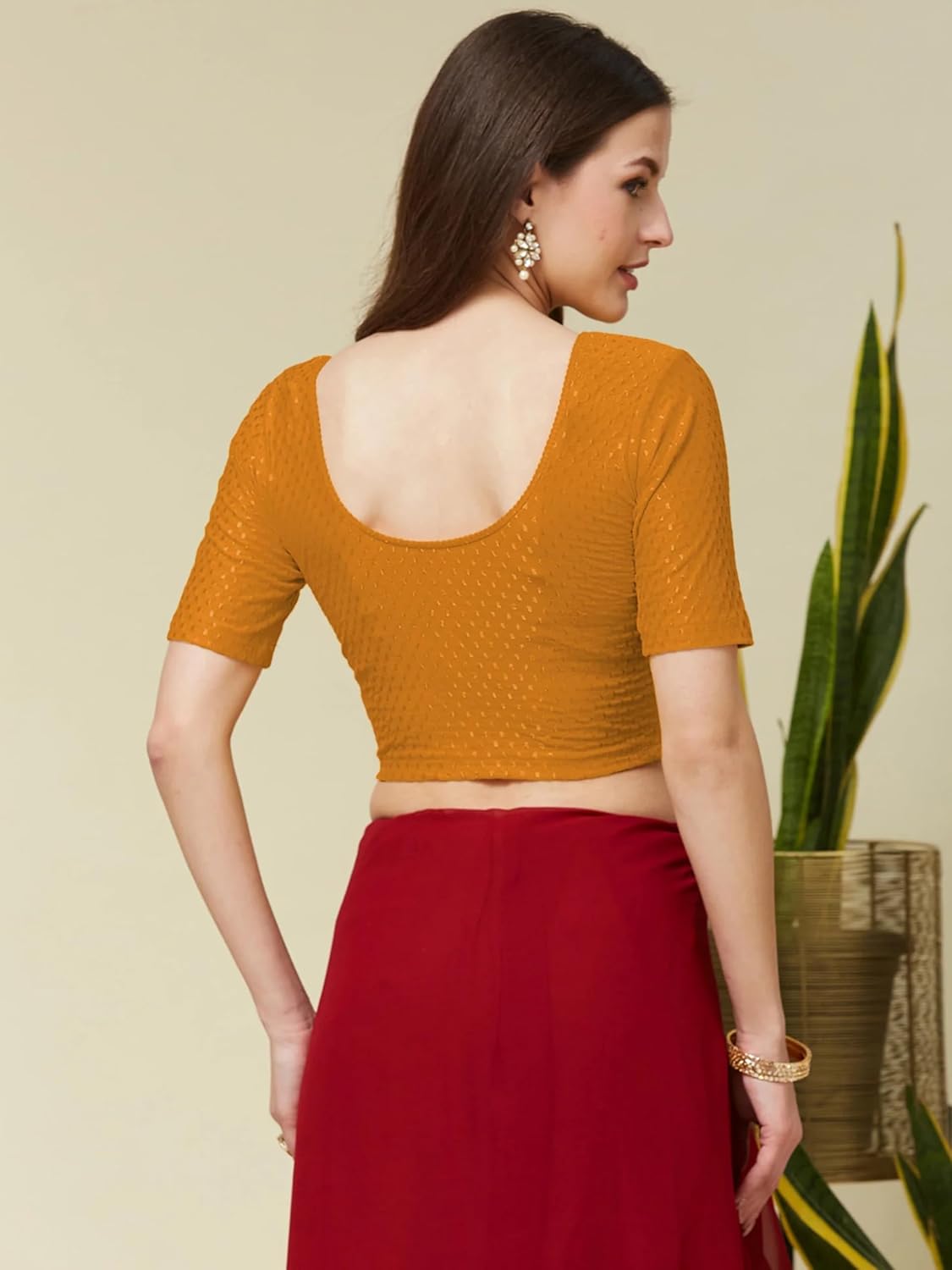 Stretchable Cotton Readymade Saree Blouse for Women | Soft Fit Top | Suitable Under Formal Outfits, Blazer or Shirt - Image 2