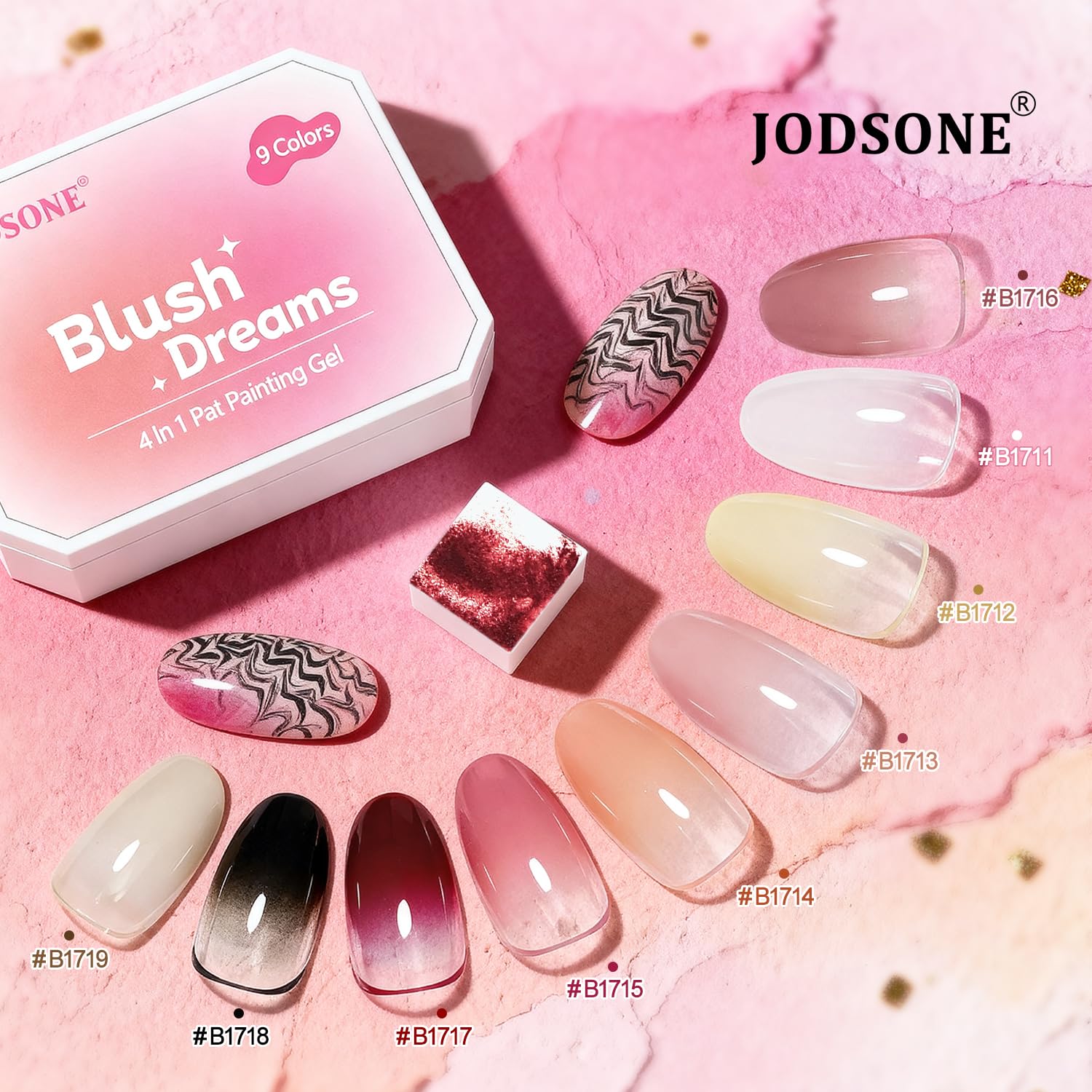 JODSONE 9 couleurs Pat Painting Gradient Blush Effect Gel vernis à ongles Set Painting Nail Art Design Gel pour salon de manucure