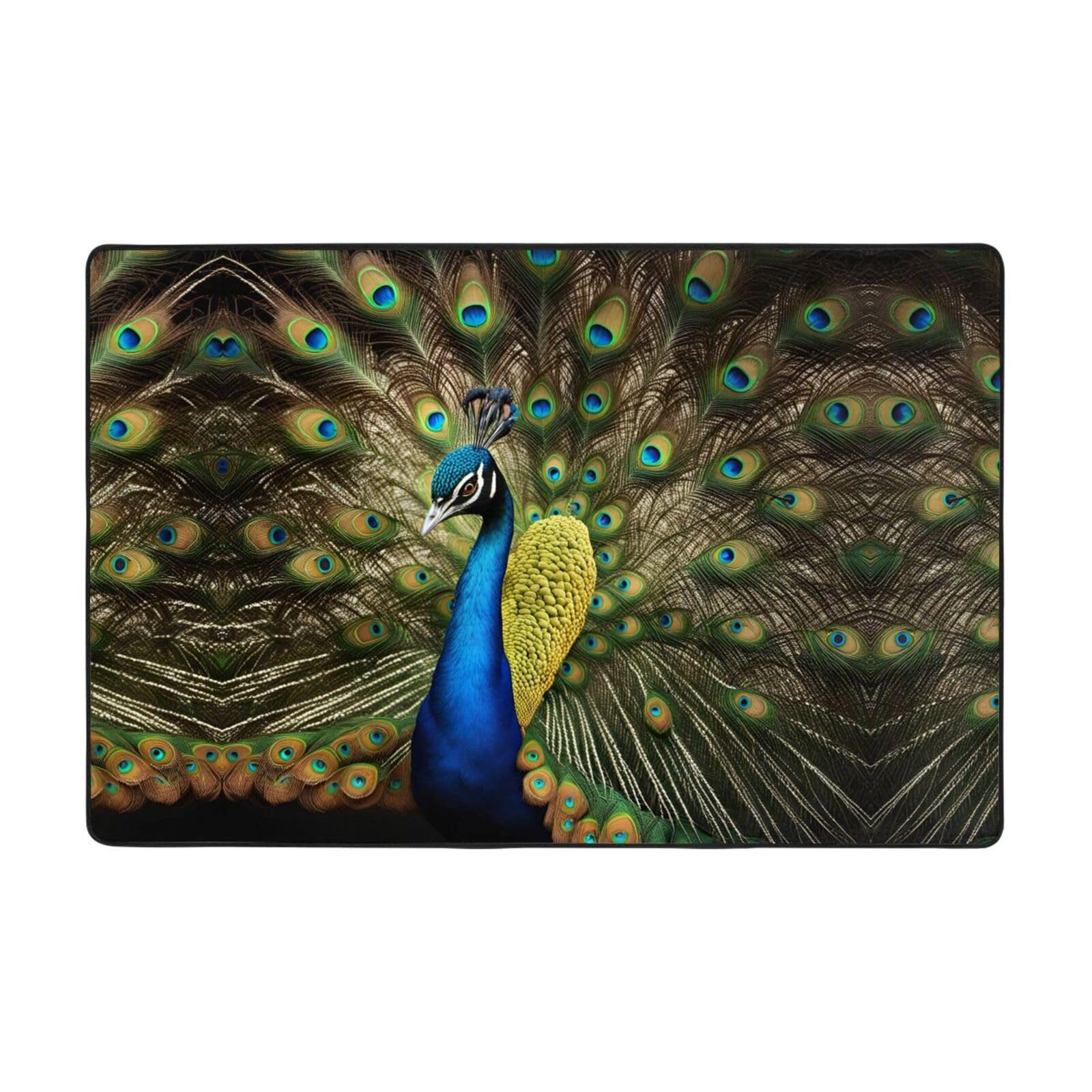 Tapis plumes de paon de qualité supérieure au toucher soyeux pour intérieur chic