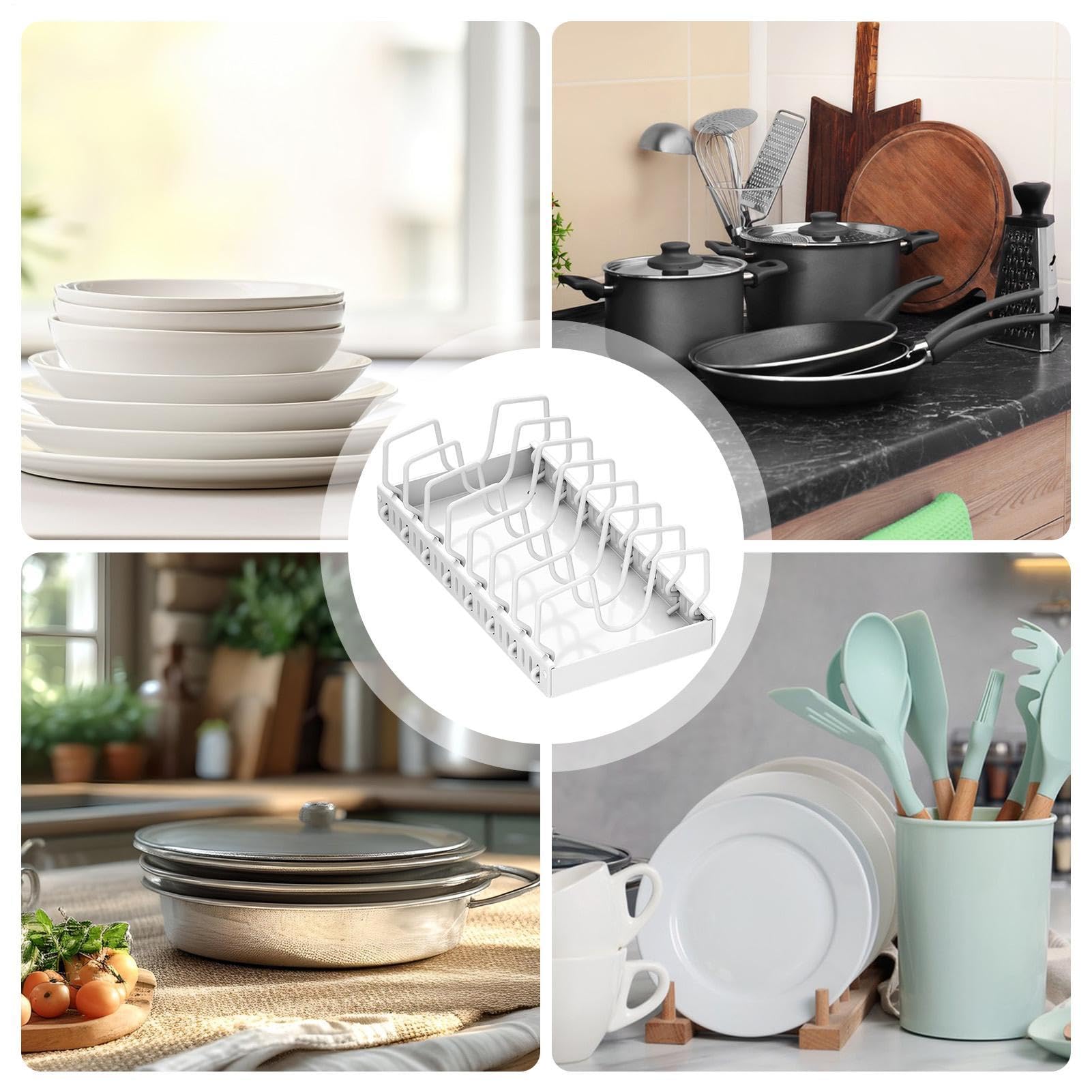 Organizador de ollas extraíble - Soporte para ollas adhesivo con polea | lisa, rejillas para ollas, armario para ollas ajustables con polea para cocina | utensilios de cocina, utensilios de cocina