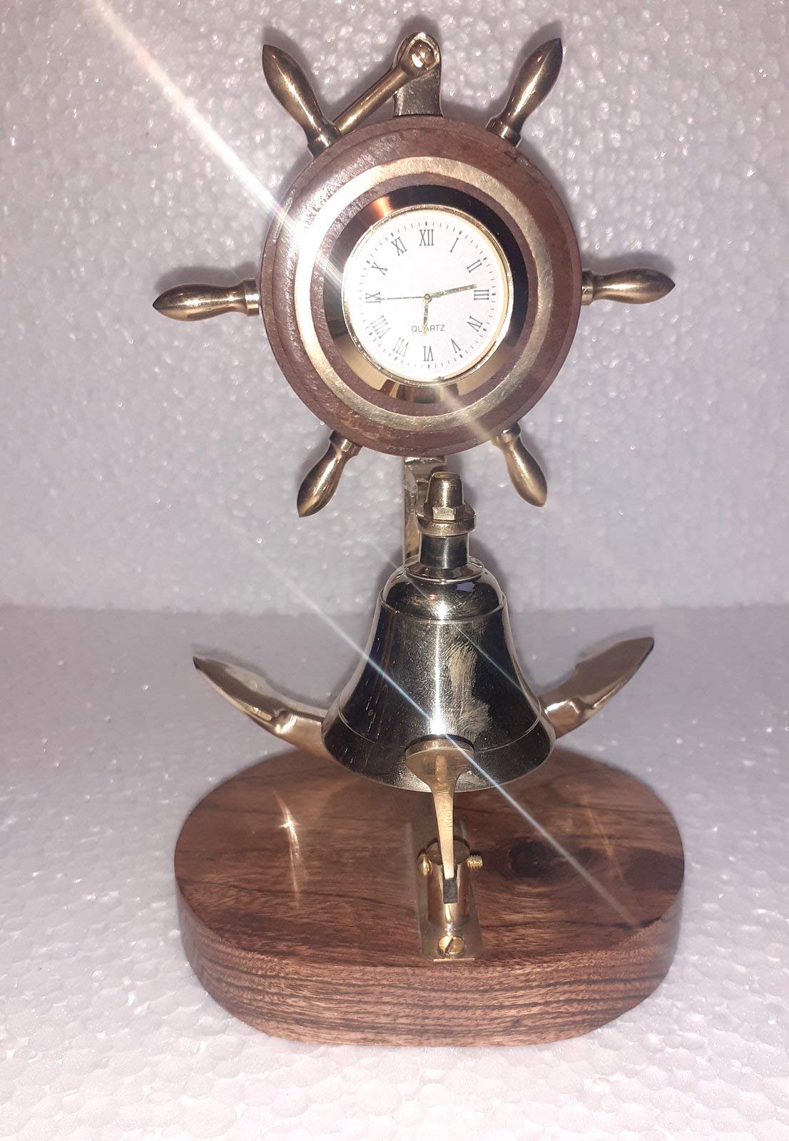 Reloj de latón macizo y madera con timbre y ancla de sobremesa SHOWPESE