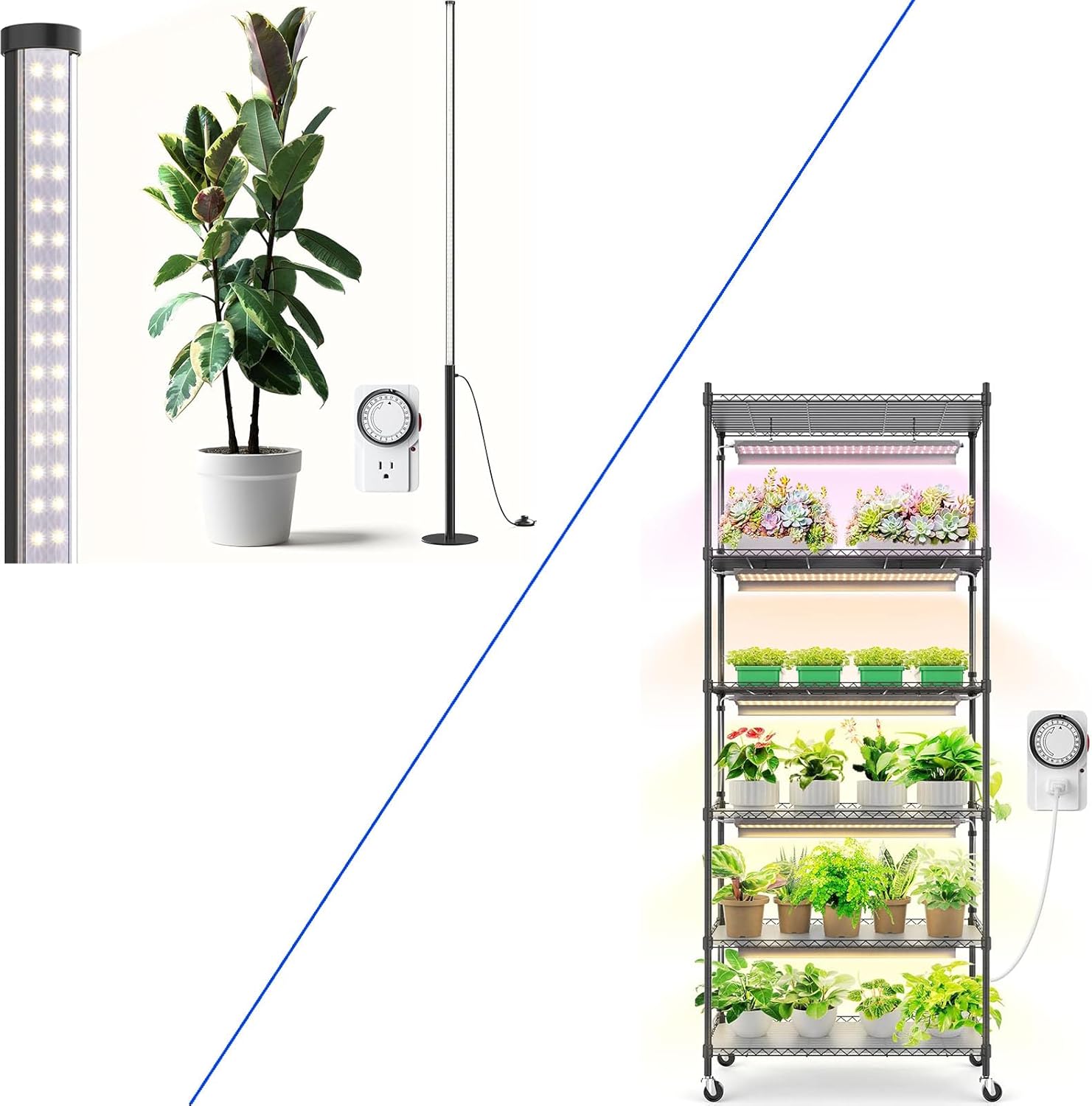 Barrina T10 Pro Standing Grow Light with Timer and CX2 Plant Stand with Grow Lights for Indoor Plants