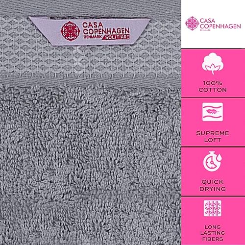 Miniatura 5 de CASA COPENHAGEN Solitaire - Juego de 6 toallas de baño diseñadas en Dinamarca, 21.16 ozm, 2 toallas de mano, 2 toallas de mano y 2 toallas pequeñas,
