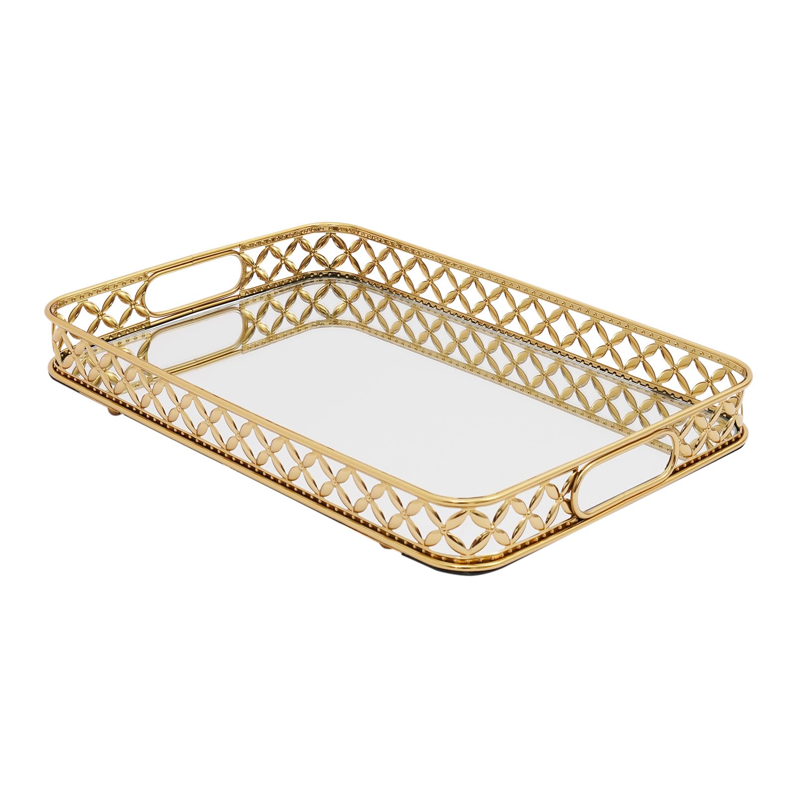 Dekoracyjna taca, lustrzana taca 38 x 26 x 6 cm – organizer na kosmetyki i biżuterię, miska na owoce, półka na stół, prostokątna