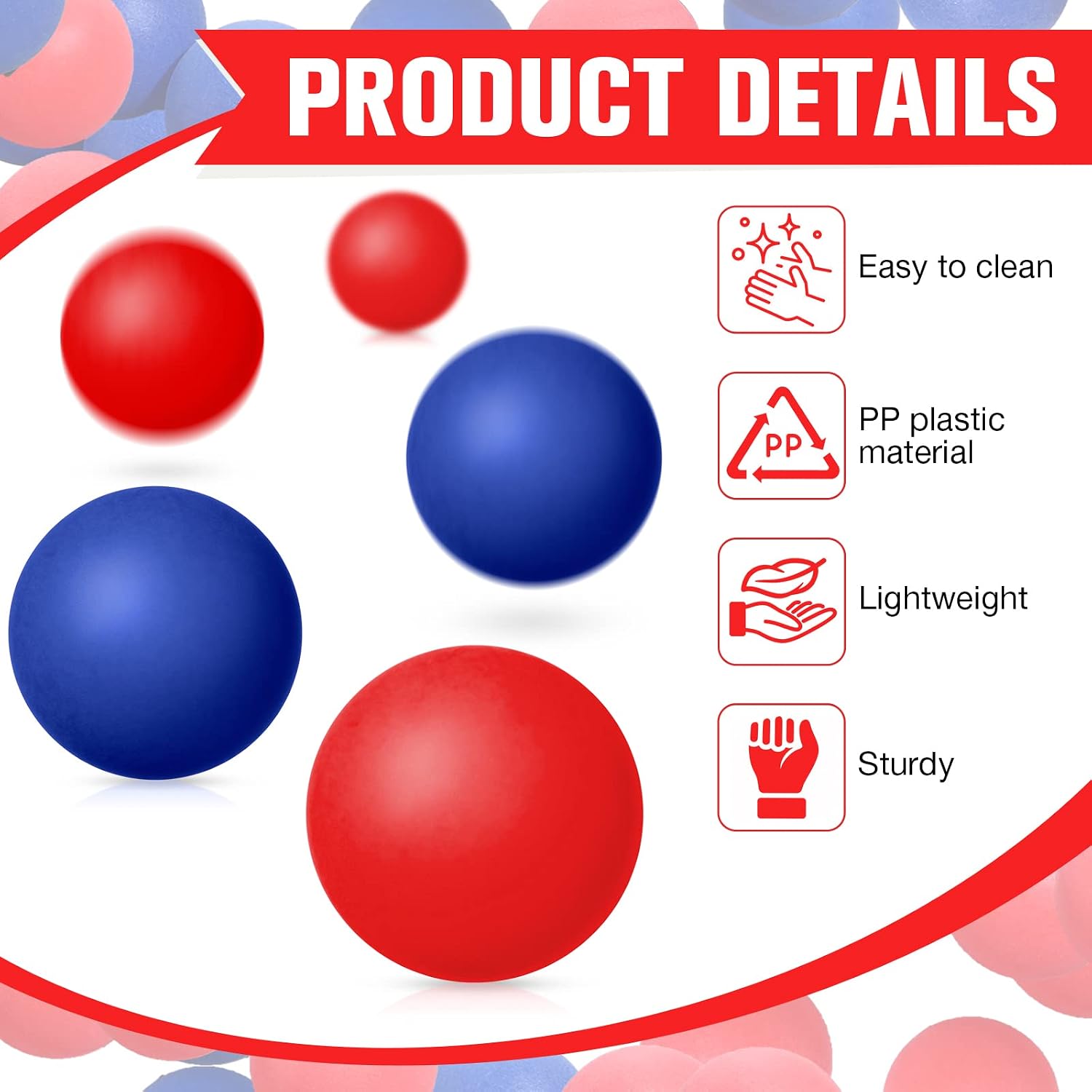 Sotiff 200 Pcs Colored Table Tennis Balls Plastic 40 mm 2.4 g Entertainment Balls for Party Decoration Competitive Games Sports Activities(Red and Blue)