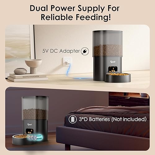 Miniatura 3 de Rywell - Alimentador automático para gatos y fuente de agua, dispensador de alimentos para mascotas con temporizador WiFi de 3 litros y dispensador