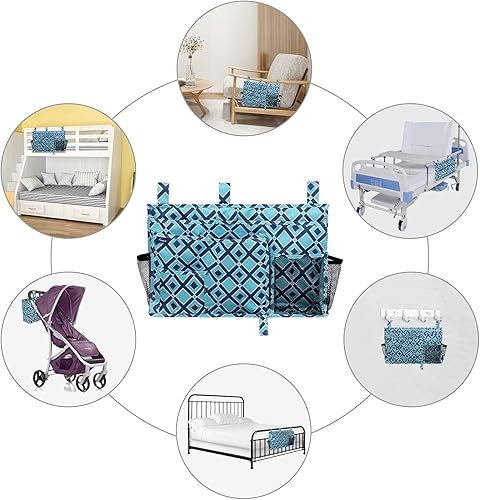 Miniatura 6 de Surblue - Organizador de cama colgante para mesita de noche, bolsa de almacenamiento, bolsillo para literas y camas de hospital, dormitorios