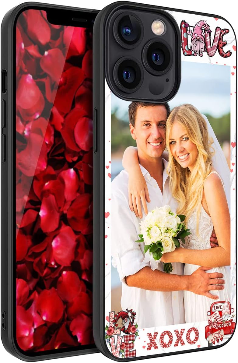 Personalized Valentines Gift Custom Photo Phone Case for iPhone 14 13 Pro Max Mini 12 11 Samsung S23 S22 S21 S20 FE Ultra Plus A03S A53 A32 A51 for Anniversary Birthday Gift Pink Rose