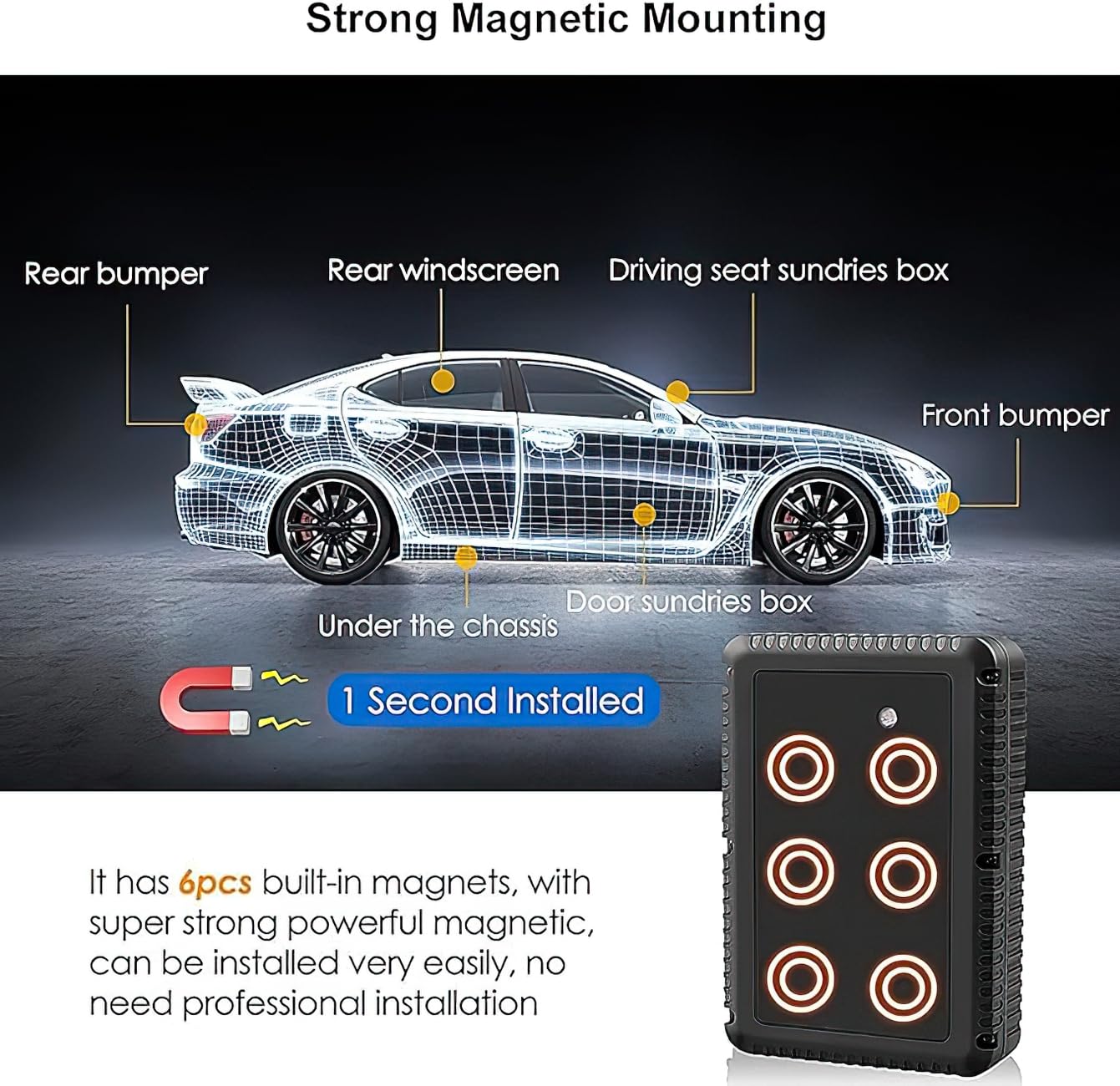 Winnes GPS Tracker Auto 10000mAh GPS Tracker Ohne ABO Echtzeit-Tracking per SMS/APP/Online-Plattform Flotte Auto LKW GPS Sender Mit Starke Magnetische Mehrfachwarnungen und Kostenlose Apps