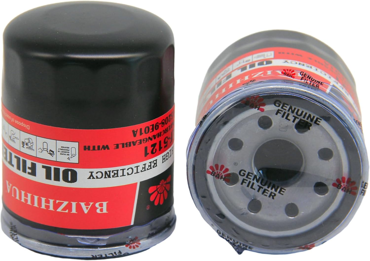 4-PACK BAIZHIHUA LF-5121 Engine Premium Oil Filter Replaces 15208-9E01A, 15208-65F0E, SO-1010, PBL14610, KN-148 Compatible with NISSAN/INFINITI/ACURA/HONDA/MITSUBISHI Vehicle Models