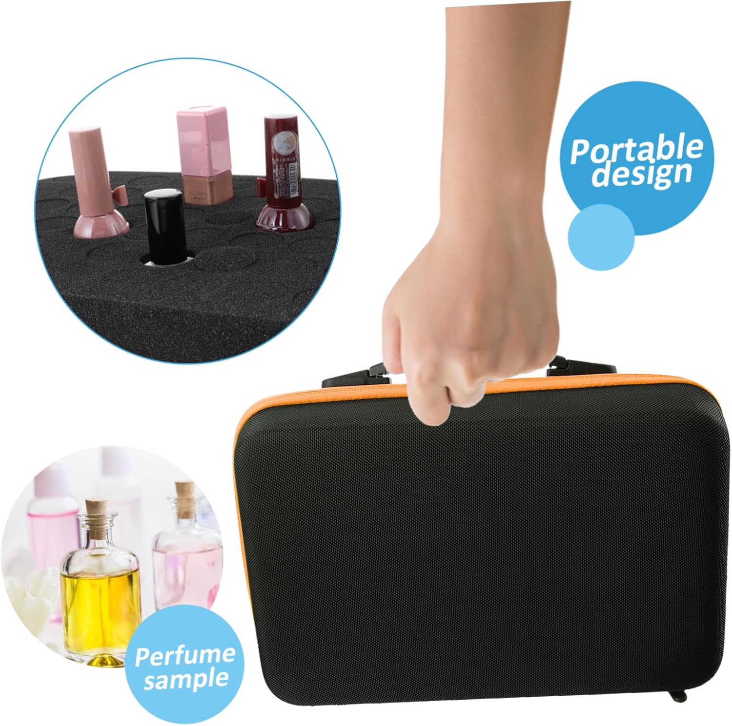 LIFKOME 60-Compartment Essential Oil Storage Bag Portable Carrying Case for 5ml 10ml 15ml Bottles Travel Organizer for Aromatherapy Enthusiasts