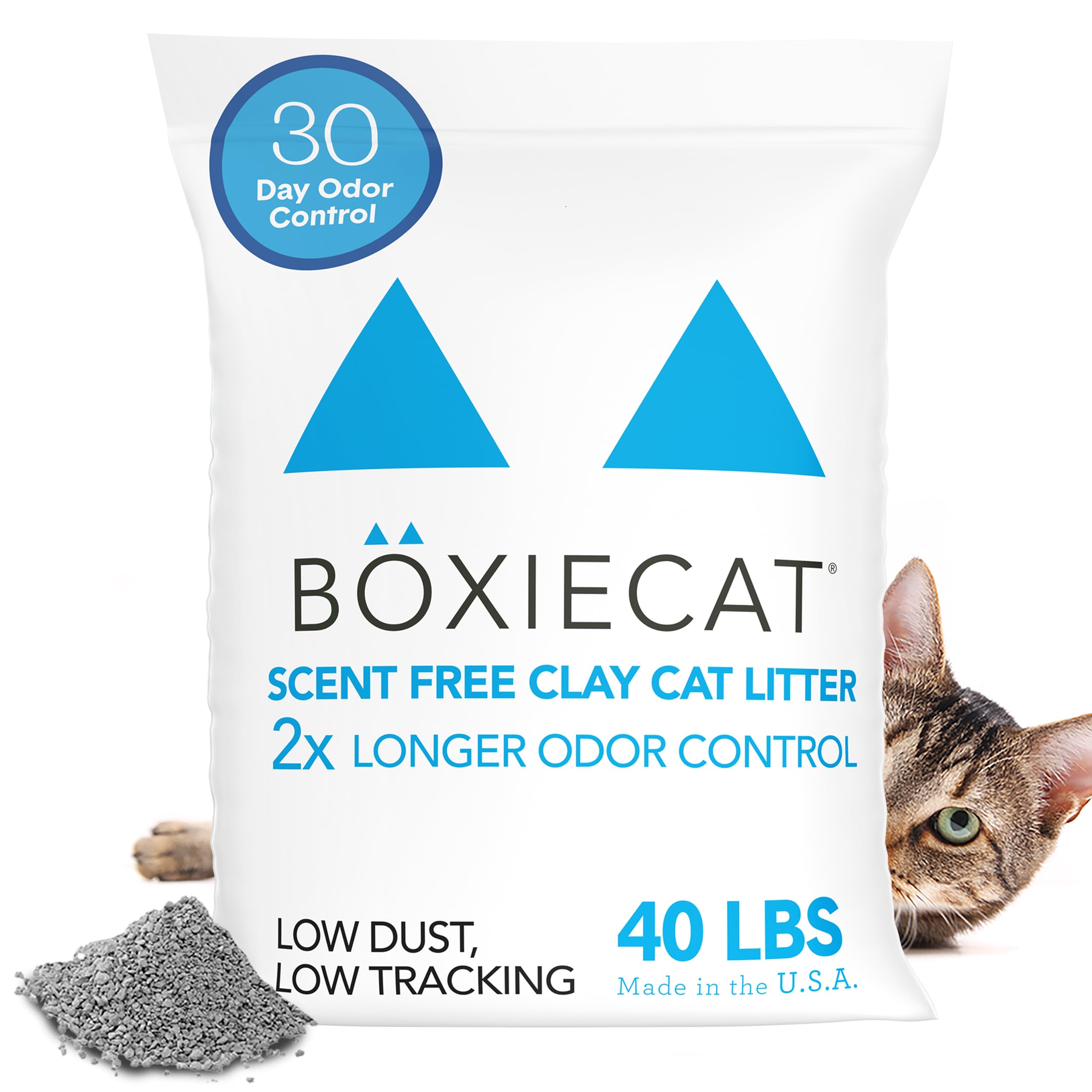 Sponsored Ad - Boxie Unscented 30 Day Odor Control Clumping Clay Cat & Kitty Litter 40 lb, 99.9% Dust-Free, Hard Flat Top Clumps, No Fragrances No Fillers, Long-Lasting, Easy to Scoop