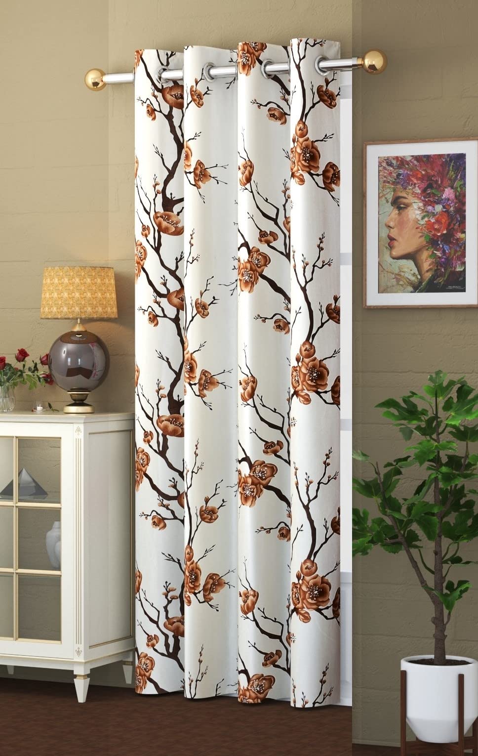GOYCORS Eyelet Modern Long Crush Floral Printed Polyester Curtains (1 Piece, Coffee, Door_8 Ft) (B08CXXNDN2) Amazon Price History, Amazon Price Tracker