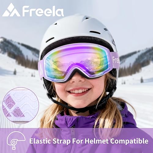 Vista 21 de Freela Gafas de esquí y snowboard para niños pequeños (3-14) jóvenes anti niebla anti UV gafas niñas niños equipo de esquí de nieve