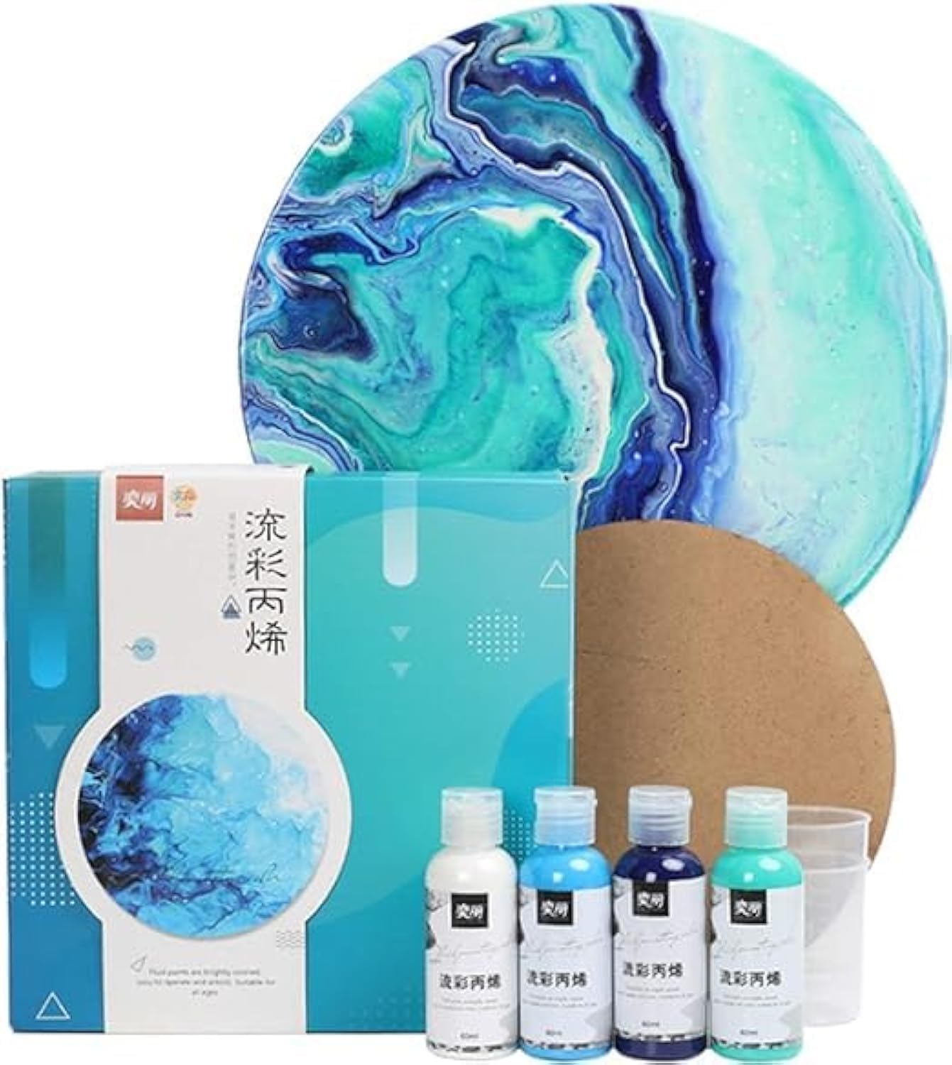 Makbeaty Acrylic Pouring Paint Set of 4 Bottles Bottles High Flow Liquid Acrylic Safe and Non Irritating Odor, Zero Basic DIY Creation