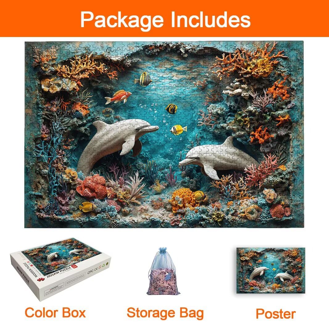 Puzzle 2000 Pezzi, Puzzle Delfino, Misura: 100x71cm, Regalo Donna -8713