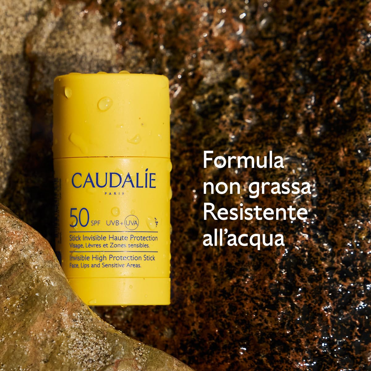 Caudalie Stick Invisibile ad Alta Protezione SPF50 – Olio di Vinaccioli, Filtri Solari Organici, Senza Profumo, Resistente all'Acqua, Adatto a Tutta la Famiglia, Vegano, PA++++