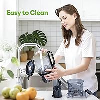 Vista 8 de Máquinas exprimidoras, canal de alimentación de boca grande de 5.3 pulgadas con autoalimentación y diseño manos libres, máquina extractora de jugo