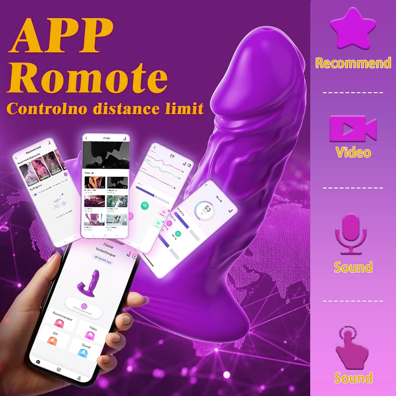 Vibromasseur Feminin Clitoridien App, Gode Ventouse Succion Sex Toy Point G | 9 ×9 Modes de Succion et Poussée Va-et-Vient Connectés, Étanche et Silencieux pour Couple, Coffret Cadeau Discret