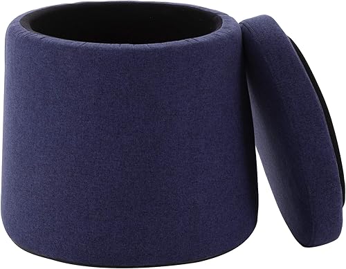 Miniatura 48 de Seville Classics Reposapiés otomano de tela acolchada, asiento acolchado para dormitorio, dormitorio, loft, sala de estar, entrada, pasillo, Azul