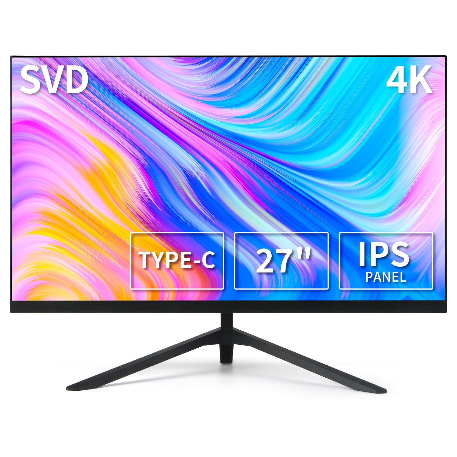 SVD 27 Inch 4K Security Monitor, Type-C, Adaptive Sync, UHD 3840x2160 IPS HDR Display, 3 HDMI, 1 DisplayPort, 3D Comb Filter, 60Hz, 5ms, 178° Viewing Angle, Security, Home & Office