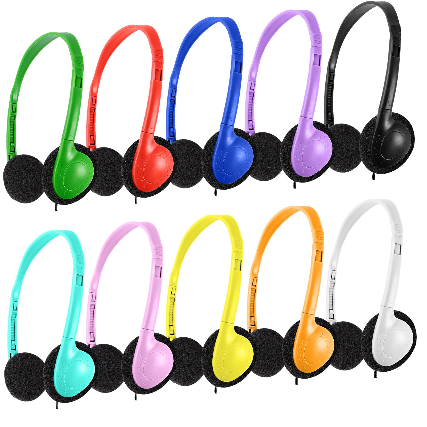CN-Outlet 25 Pack Classroom Headphones Bulk for Kids School Class Set Headphones for Students Teens Toddler Children and Adults, Wholesale 3.5mm Plug