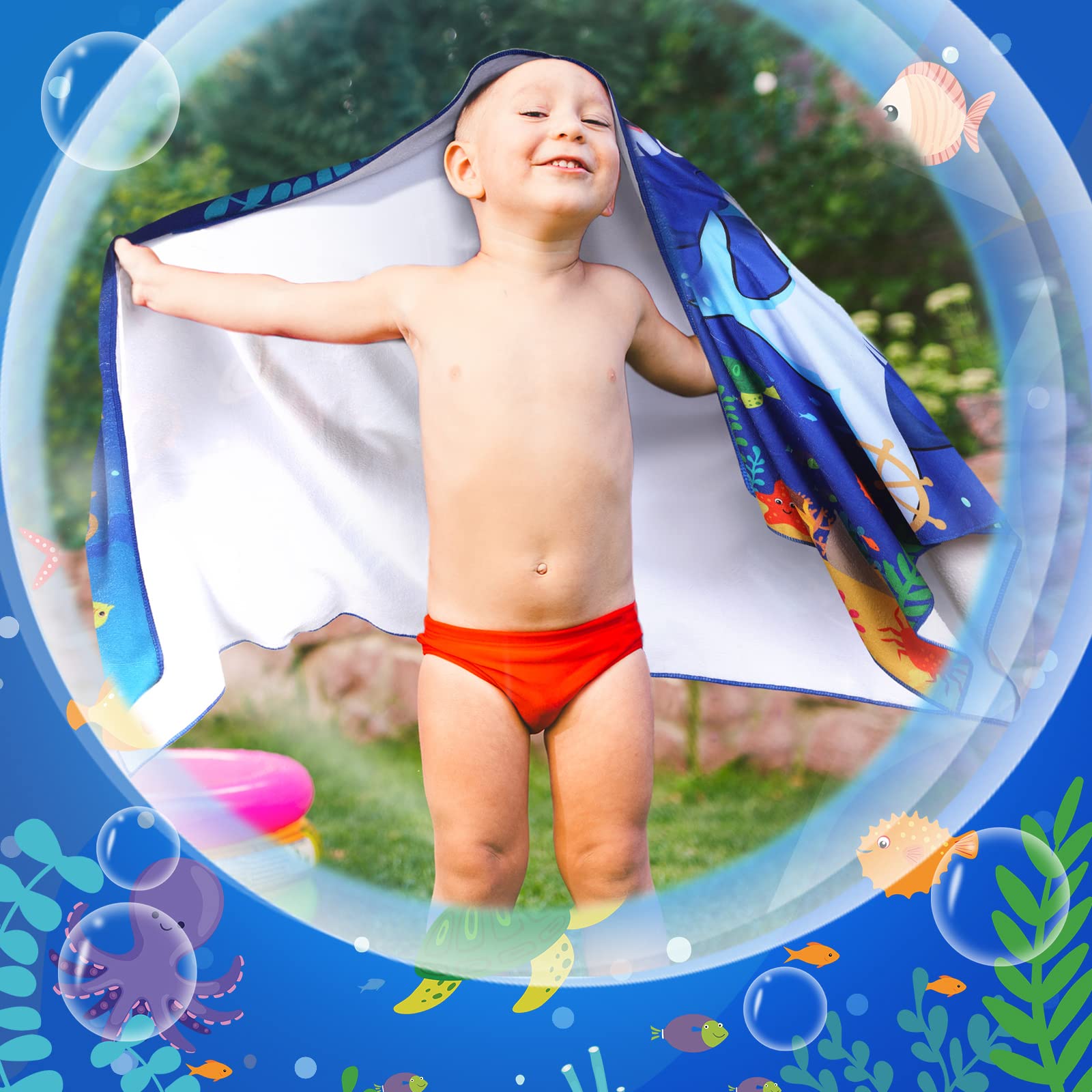 Kids Shark Beach Towel 30x60 Inches - Microfiber Quick Dry Sand Proof Towel For Swim, Beach, Travel