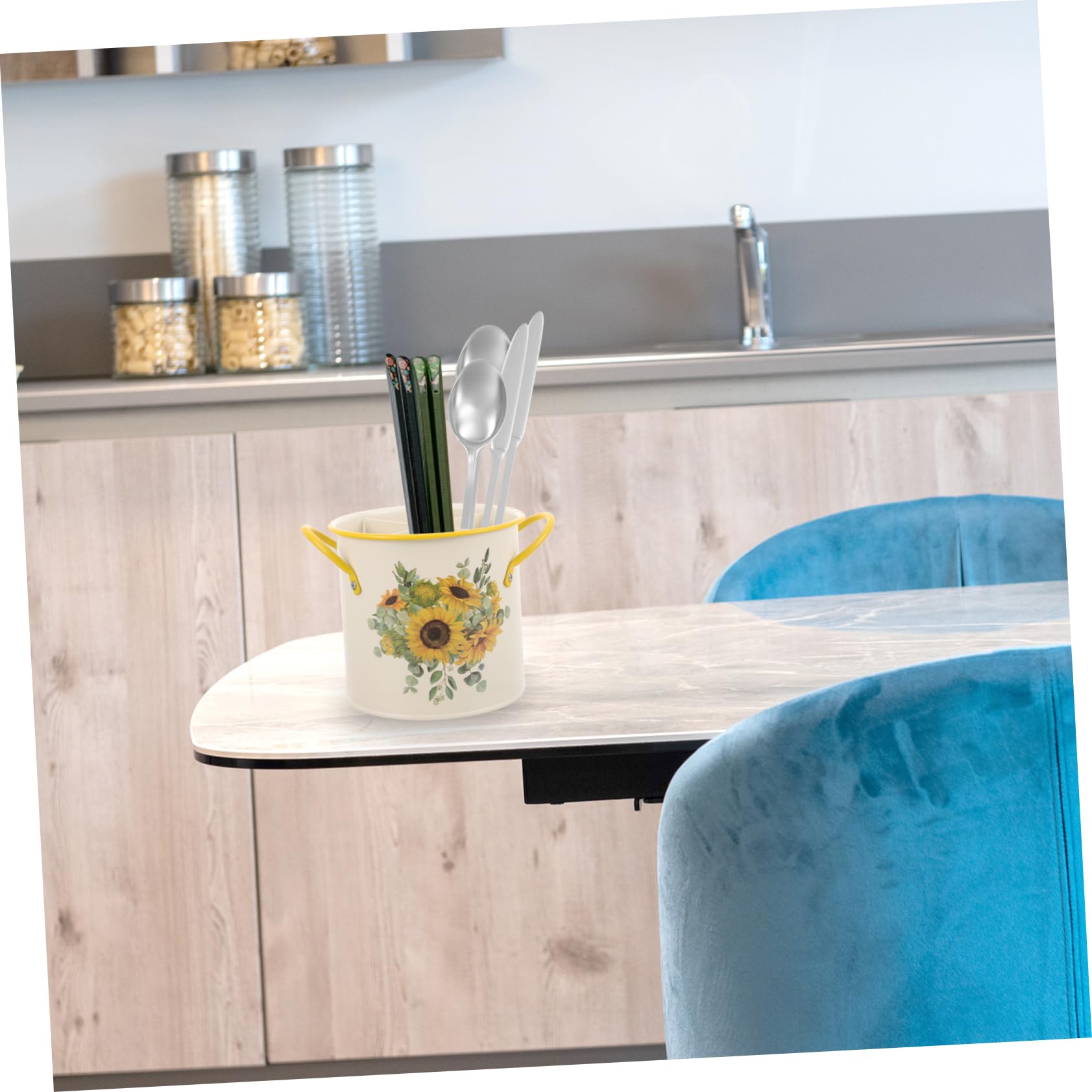 LIFKOME Support à Baguettes Décoratif en Fer Galvanisé Espace de Rangement Suffisant, Organisateur D'ustensiles Cuisine Maison Présents de Pendaison de Crémaillère