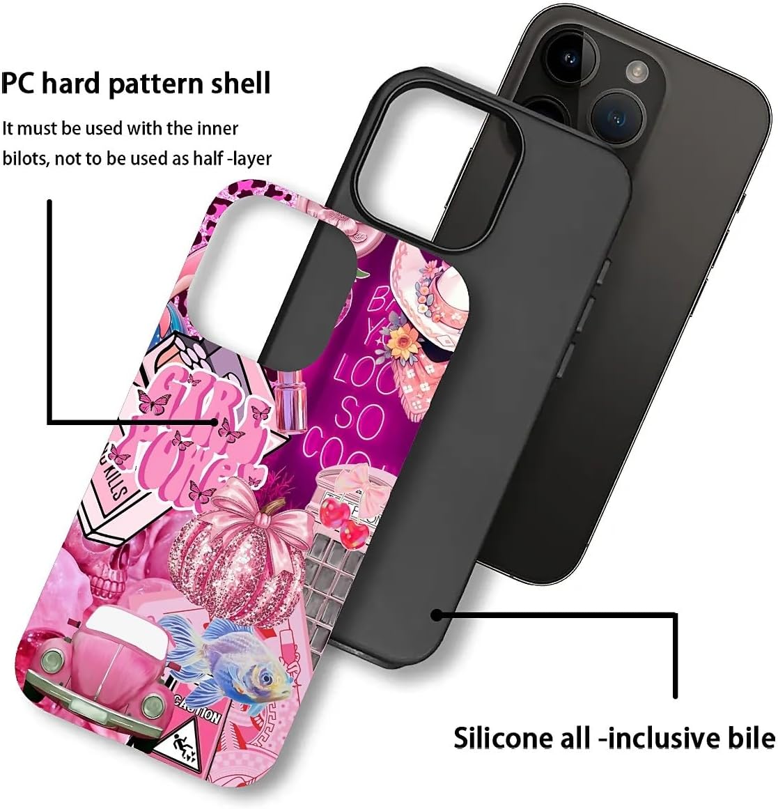 Case Compatible with iPhone 15 Plus,Pink Decorations-Dolphin Car Hybrid 2-Layer Hard Shell+Silicone Double Protective Scratch-Resistant Shockproof Case for iPhone 15 Plus