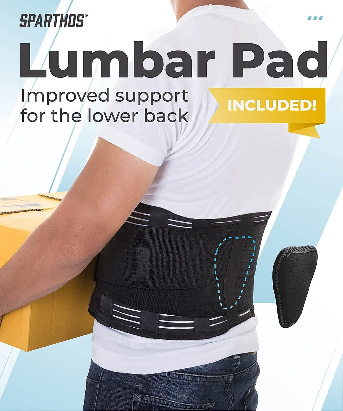 Back Support Belt by Sparthos - Relief for Back Pain, Herniated Disc, Sciatica, Scoliosis and more! - Breathable Mesh Design with Lumbar Pad - Adjustable Support Straps - Lower Back Brace -Size Small : Everything Else