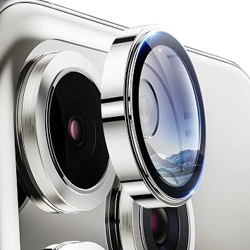 Happy Trend iPhone 16 Pro and iPhone 16 Pro Max Camera Glass Lens Protective Ring Set - White Titanium