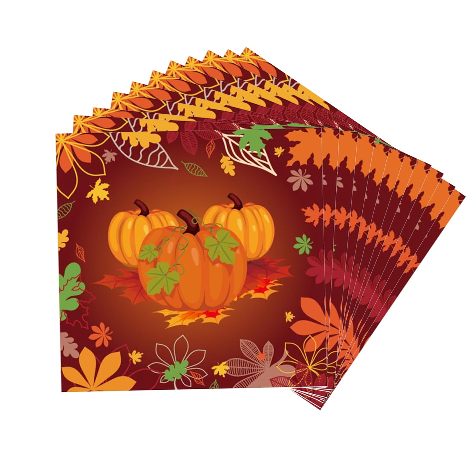 JarThenaAMCS Herbst-Papiertüten Set – 24 Stück Mit Kürbis-Blumen-Muster, Griffen, Ca. 15x21 Cm