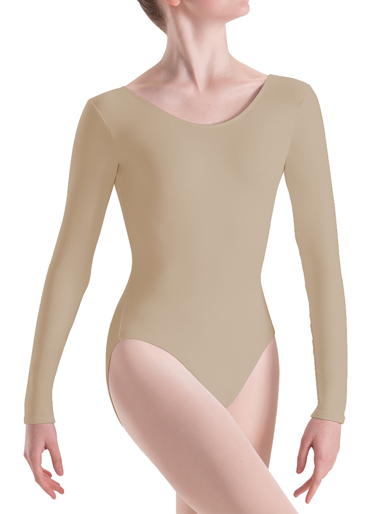 Futura London Girls Tan Futuralondon * Kids Cotton Ballet Dancewear Long* Sleeve Leotard Bodysuit Age 5-13 (Age 11-13)