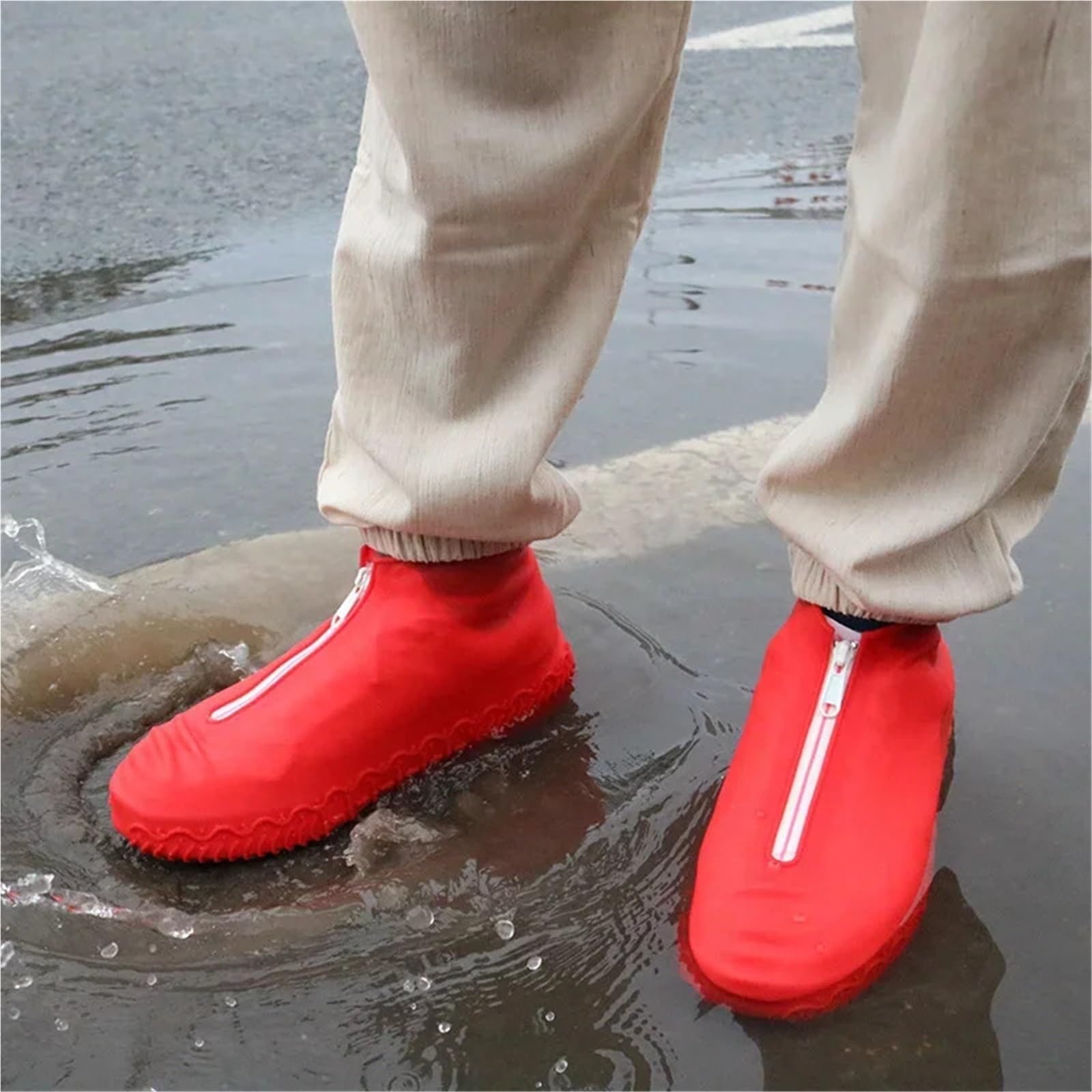 4 pares de zapatos for mujer y hombre, cubiertas con cremalleras, impermeables reutilizables for, antideslizantes silicona for lluvia para Protección