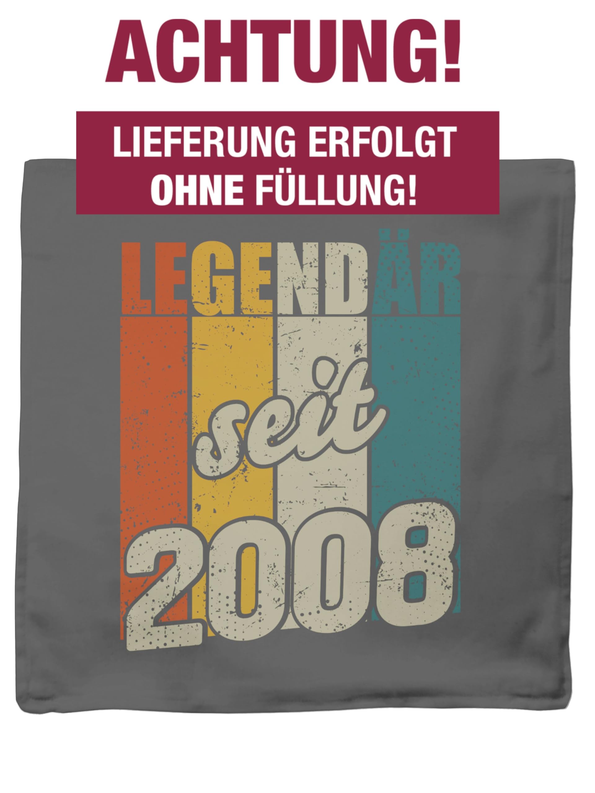 Shirtracer Kissenbezug - 18. Geburtstag Kissen - Legendär seit 2008-50 x 50 cm - Grau - Geschenk 18 Geschenke für 18-jährige 18ten zum Junge Pillow 18th Birthday Eighteen (18) Sohn Jungen 18.Geb Fuer