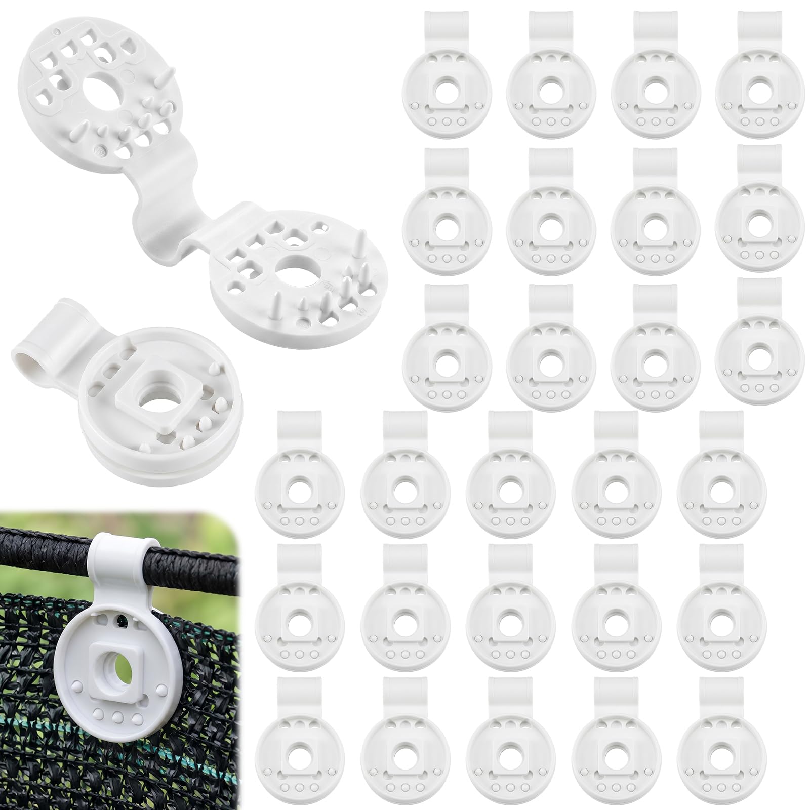 Clips ronds en plastique pour pare-soleil et fixation de filet d'ombrage blanc de jardin